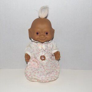 Vintage ACE 11” Treasure Troll Baby Pink Star Belly Gem & Outfit